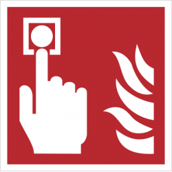 Znak alarm pożarowy wg PN-EN ISO 7010wg PN-EN ISO 7010