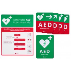 Zestaw tablic informacyjnych AED (Alg,Info,W,W,E,E)