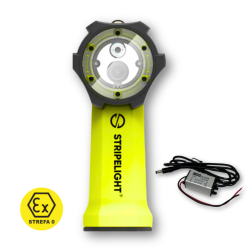 Latarka kątowa Stripelight FRT-EX (ATEX 0) z modułem laserowym, podstawą indukcyjną i zasilaczem samochodowym 12V-40V
