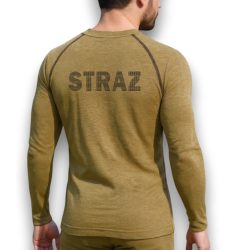 Bluza z długim rękawem bielizna termoaktywna trudnopalna z napisem STRAŻ GA WORK kolor Piaskowy