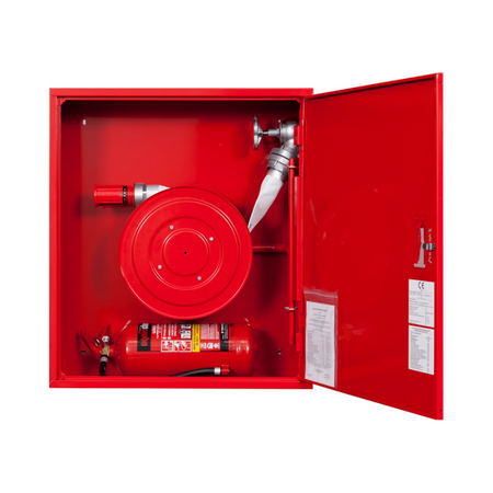 Hydrant wewnętrzny DN52 zawieszany z miejscem na gaśnicę pod zwijadłem uniwersalny