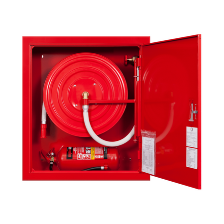 Hydrant wewnętrzny DN25 wnękowy z miejscem na gaśnicę pod zwijadłem uniwersalny