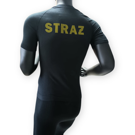 Koszulka z krótkim rękawem termoaktywna trudnopalna T-SHIRT z napisem STRAŻ GA WORK - kolor Czarny