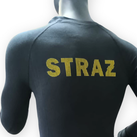 Bluza z długim rękawem termoaktywna trudnopalna z napisem STRAŻ GA WORK - kolor Czarny