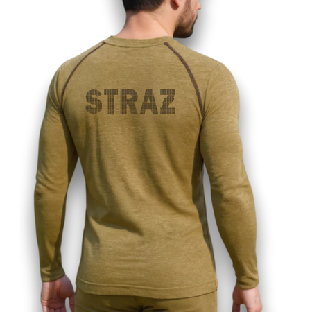 Bluza z długim rękawem bielizna termoaktywna trudnopalna z napisem STRAŻ GA WORK kolor Piaskowy