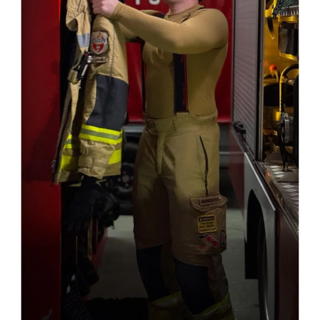 Bluza z długim rękawem bielizna termoaktywna trudnopalna z napisem STRAŻ GA WORK kolor Piaskowy