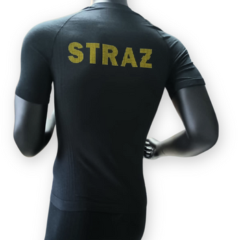 Koszulka z krótkim rękawem termoaktywna trudnopalna T-SHIRT z napisem STRAŻ GA WORK - kolor Czarny