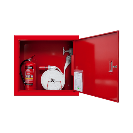 Hydrant wewnętrzny DN52 wnękowy z miejscem na gaśnicę (solo) z dodatkowym wężem uniwersalny