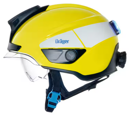 Hełm HPS SafeGuard: czerwony (RAL 3000), wizjer przeźroczysty, okulary ochronne, naklejek odblaskowe, osłona karku Nomex krótki [3701626] Drager