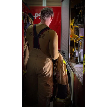 Bluza z długim rękawem bielizna termoaktywna trudnopalna z napisem STRAŻ GA WORK kolor Piaskowy