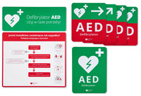 Zestaw tablic informacyjnych AED (Alg,Info,W,W,E,E)