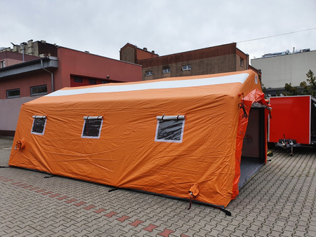 Namiot pneumatyczny dowódczo-sztabowy DS37 - pasy, moskitiera, 6 okien, pompka Bravo 1500 l/min, system WS1 