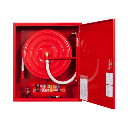 Hydrant wewnętrzny DN25 zawieszany z miejscem na gaśnicę pod zwijadłem uniwersalny